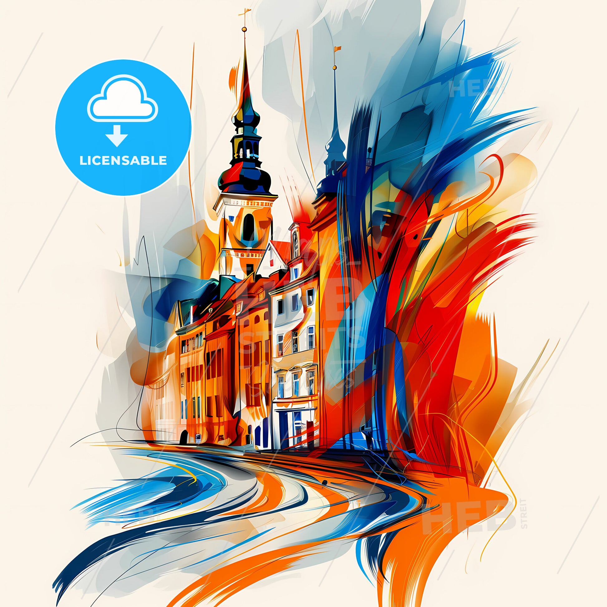 Vibrant Lübeck, Germany - A Colorful Painting Of A Building