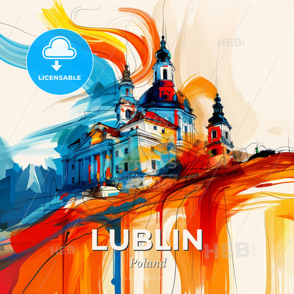 Vibrant Lublin, Poland - A Painting Of A Building With Colorful Paint - Square format print template