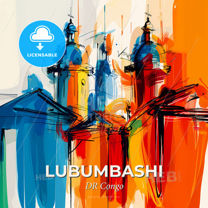 Vibrant Lubumbashi, Dr Congo - A Colorful Painting Of A Building - Square format print template