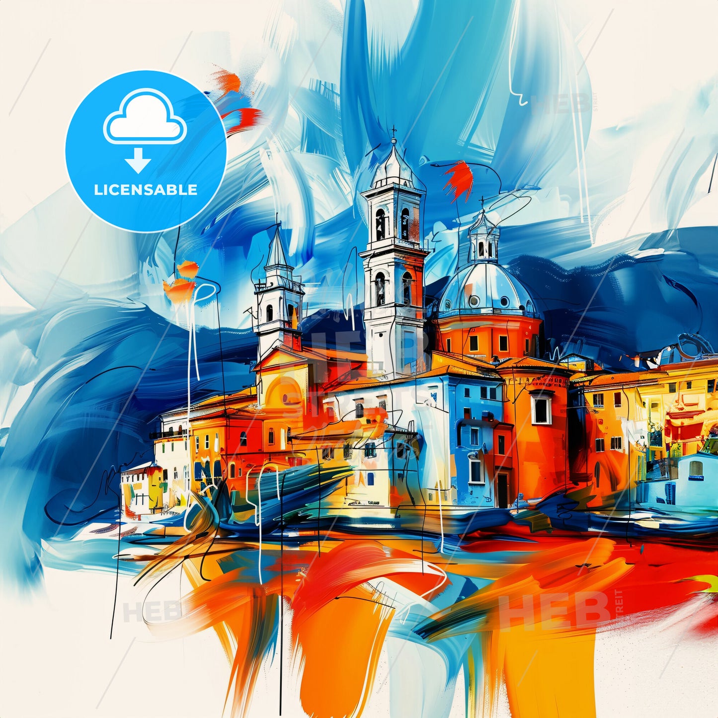 Vibrant Lucca, Italy - A Painting Of A Building