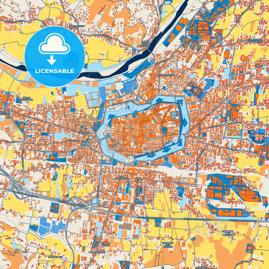 Colorful Lucca Street Map with Labels and Buildings
