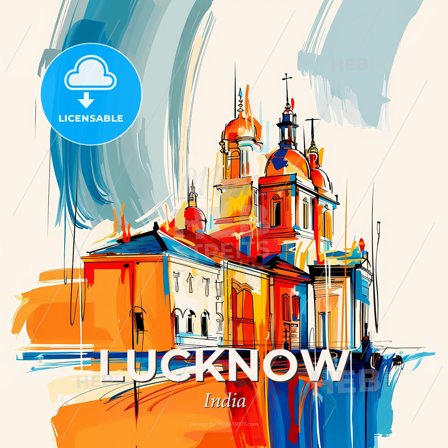 Vibrant Lucknow, India - A Painting Of A Building - Square format print template