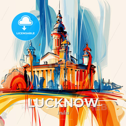 Vibrant Lucknow, India - A Painting Of A Building - Square format print template