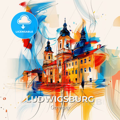 Vibrant Ludwigsburg, Germany - A Painting Of A Building - Square format print template