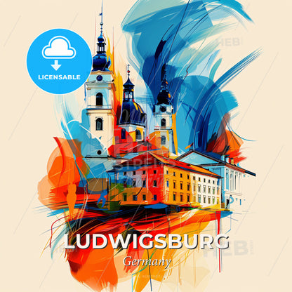 Vibrant Ludwigsburg, Germany - A Painting Of A Building - Square format print template