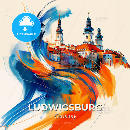 Vibrant Ludwigsburg, Germany - A Colorful Painting Of A City - Square format print template