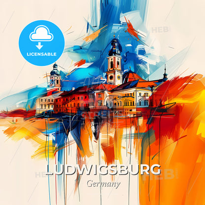 Vibrant Ludwigsburg, Germany - A Painting Of A Building - Square format print template