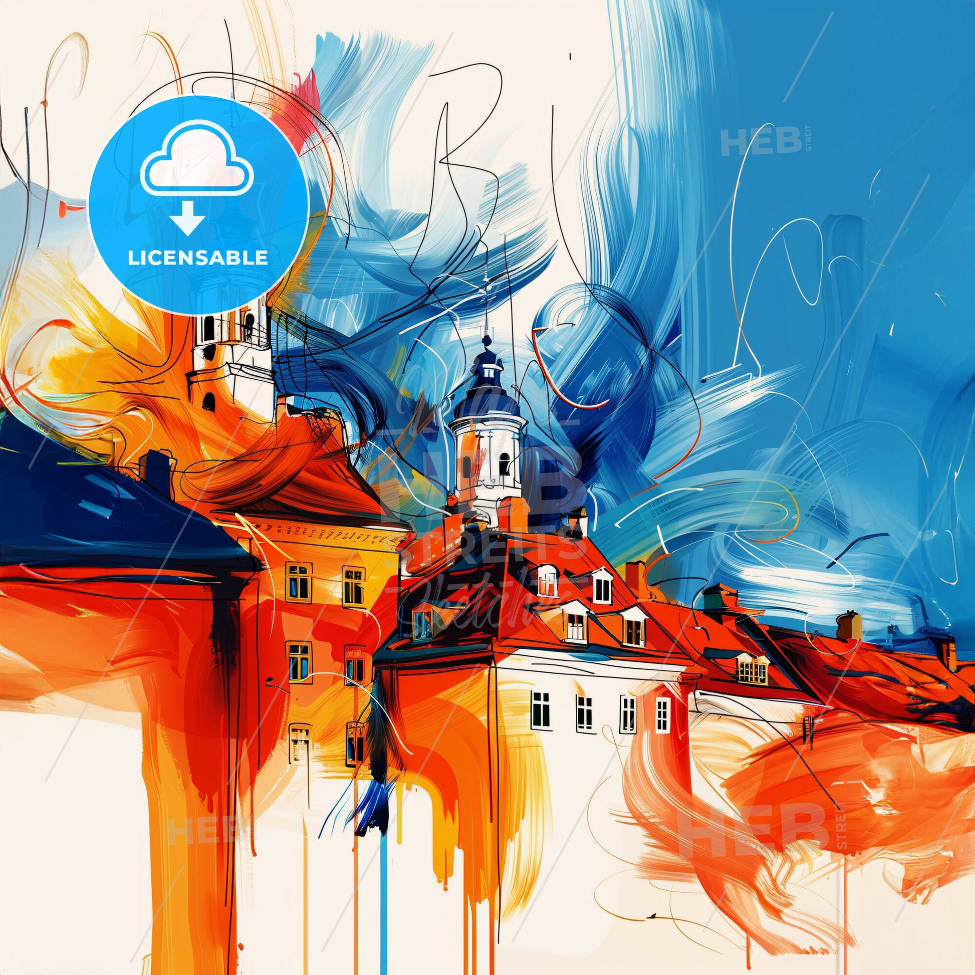 Vibrant Lund, Sweden - A Painting Of Buildings With Colorful Paint