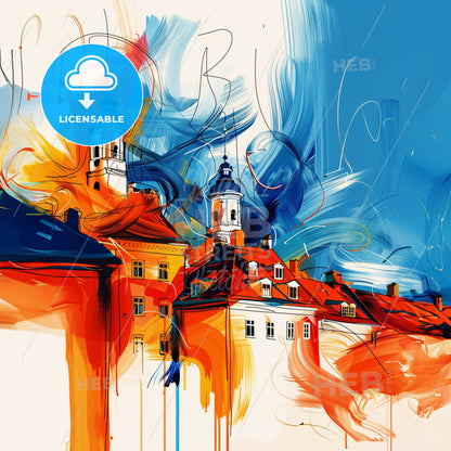 Vibrant Lund, Sweden - A Painting Of Buildings With Colorful Paint