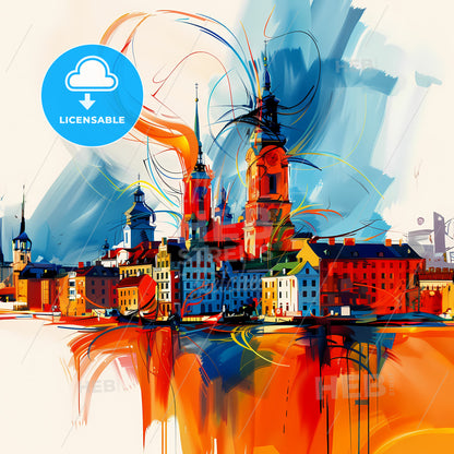 Vibrant Lund, Sweden - A Colorful Painting Of A City