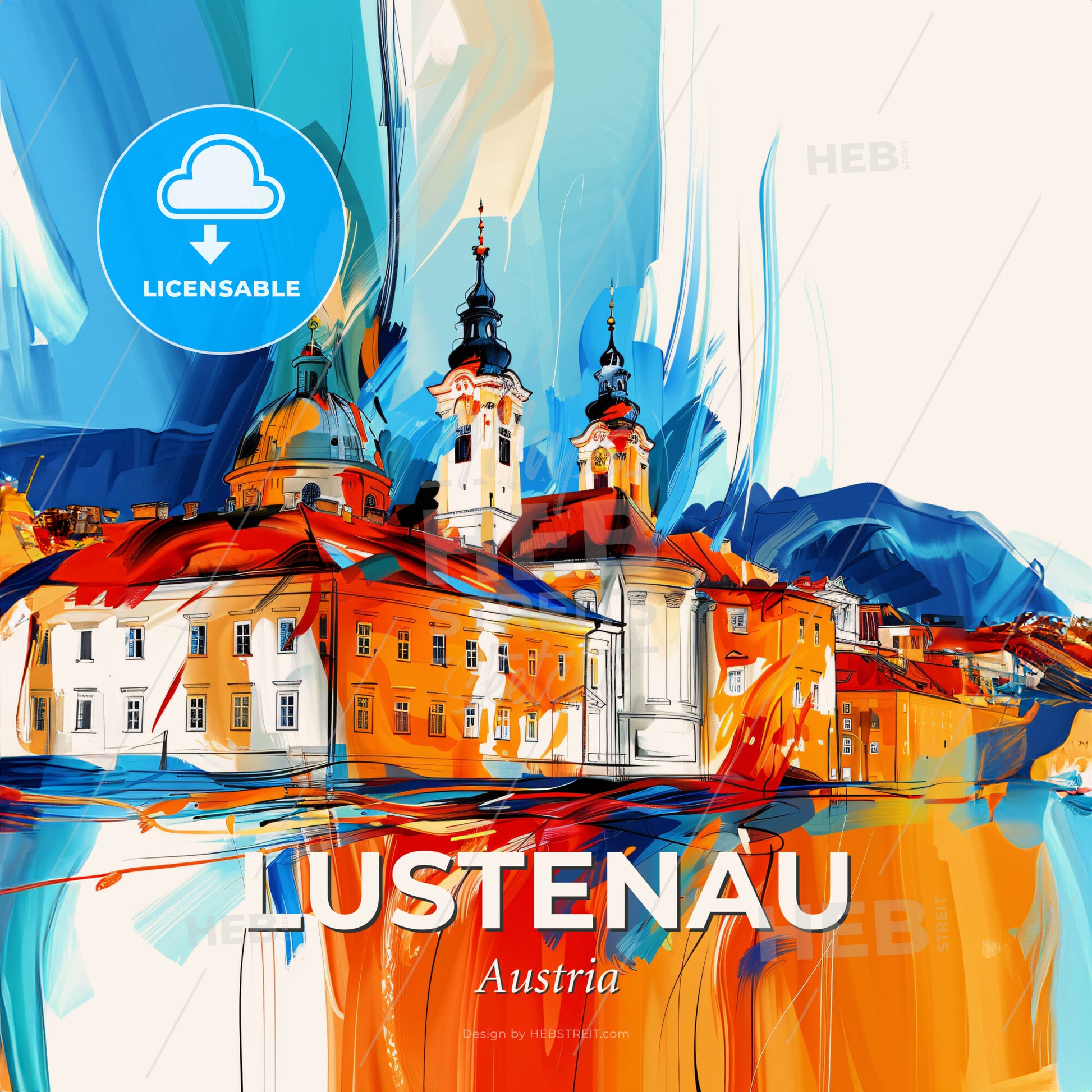 Vibrant Lustenau, Austria - A Painting Of A Building - Square format print template