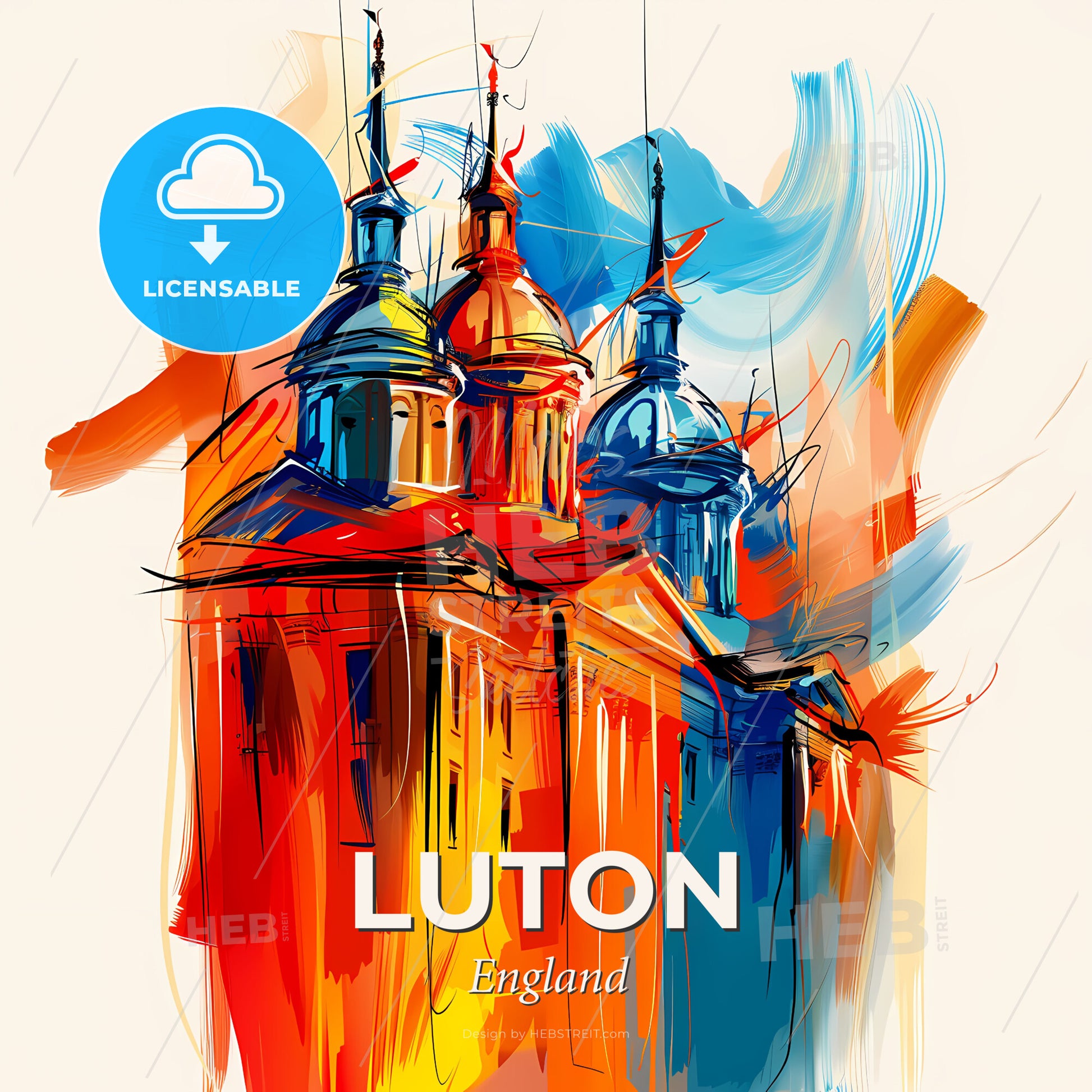 Vibrant Luton, England - A Painting Of A Building With Colorful Paint - Square format print template