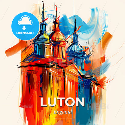 Vibrant Luton, England - A Painting Of A Building With Colorful Paint - Square format print template