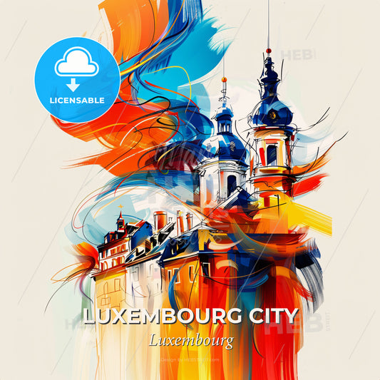 Vibrant Luxembourg City, Luxembourg - A Painting Of A Building With Colorful Paint - Square format print template
