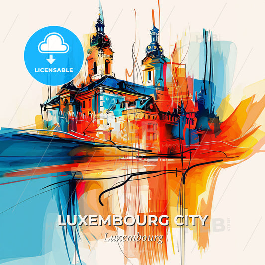 Vibrant Luxembourg City, Luxembourg - A Painting Of A Building - Square format print template