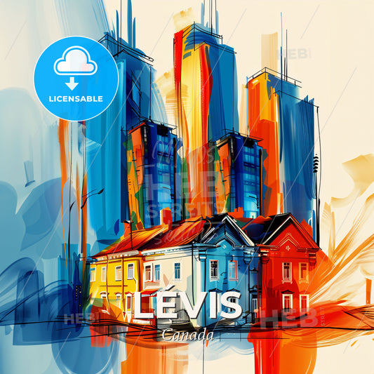 Vibrant Lévis, Canada - A Group Of Buildings In A City - Square format print template