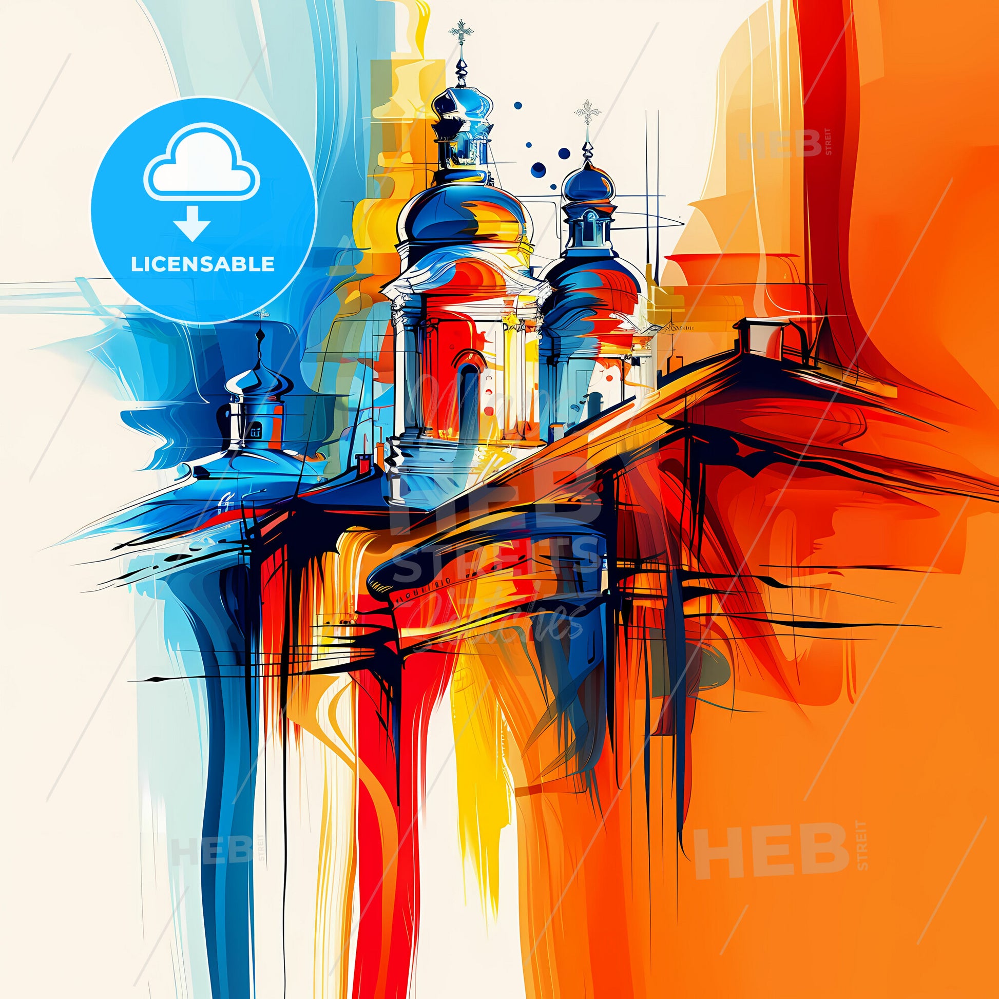 Vibrant Львів, Ukraine - A Painting Of A Building With Domes