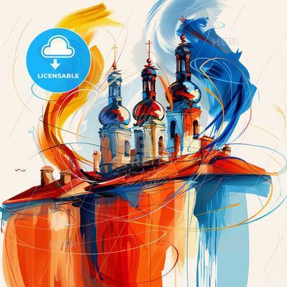 Vibrant Lyon, France - A Painting Of A Building With Colorful Smoke