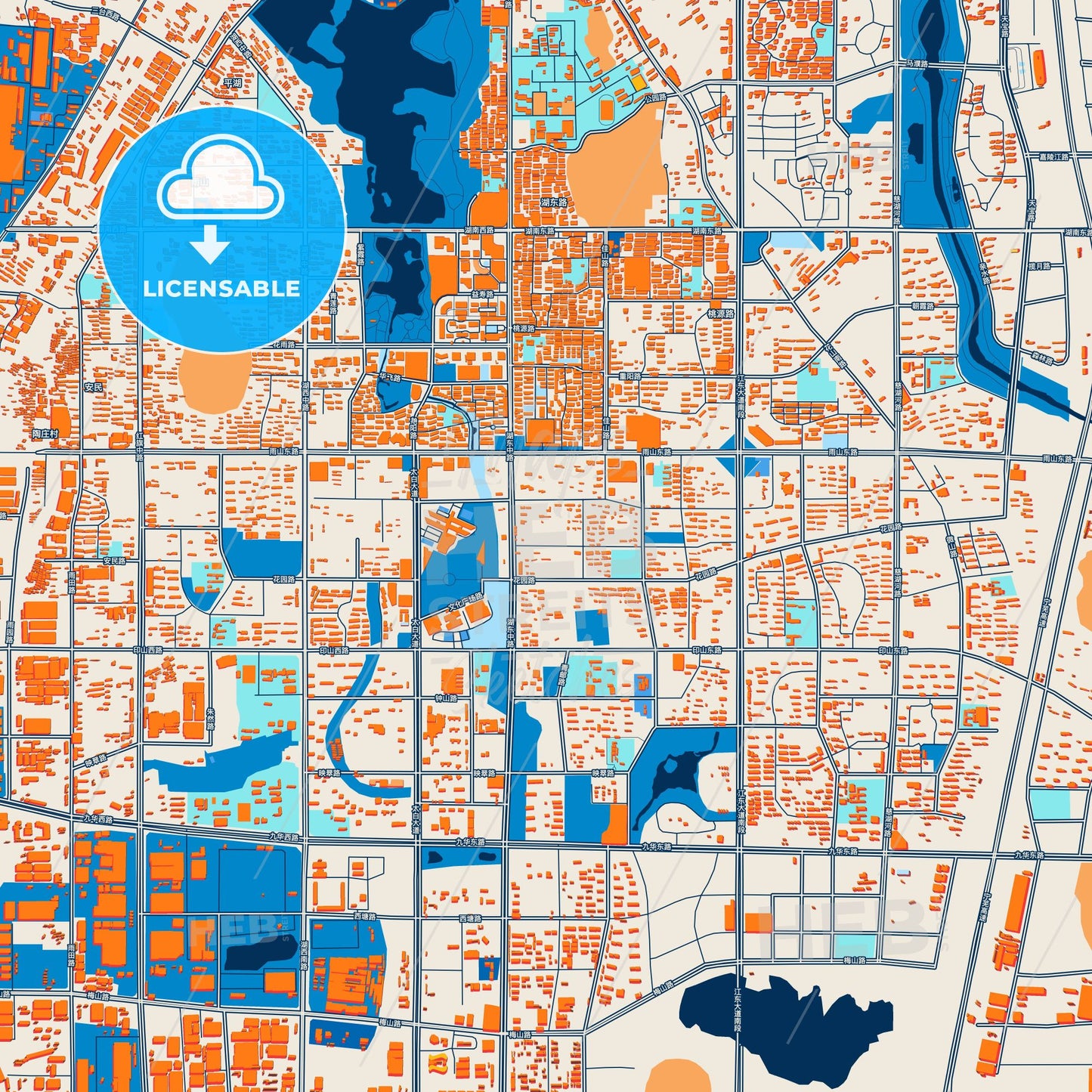 Colorful Ma-anshan Street Map with Labels and Buildings