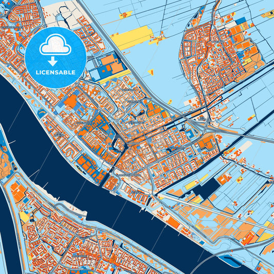 Colorful Maassluis Street Map with Labels and Buildings