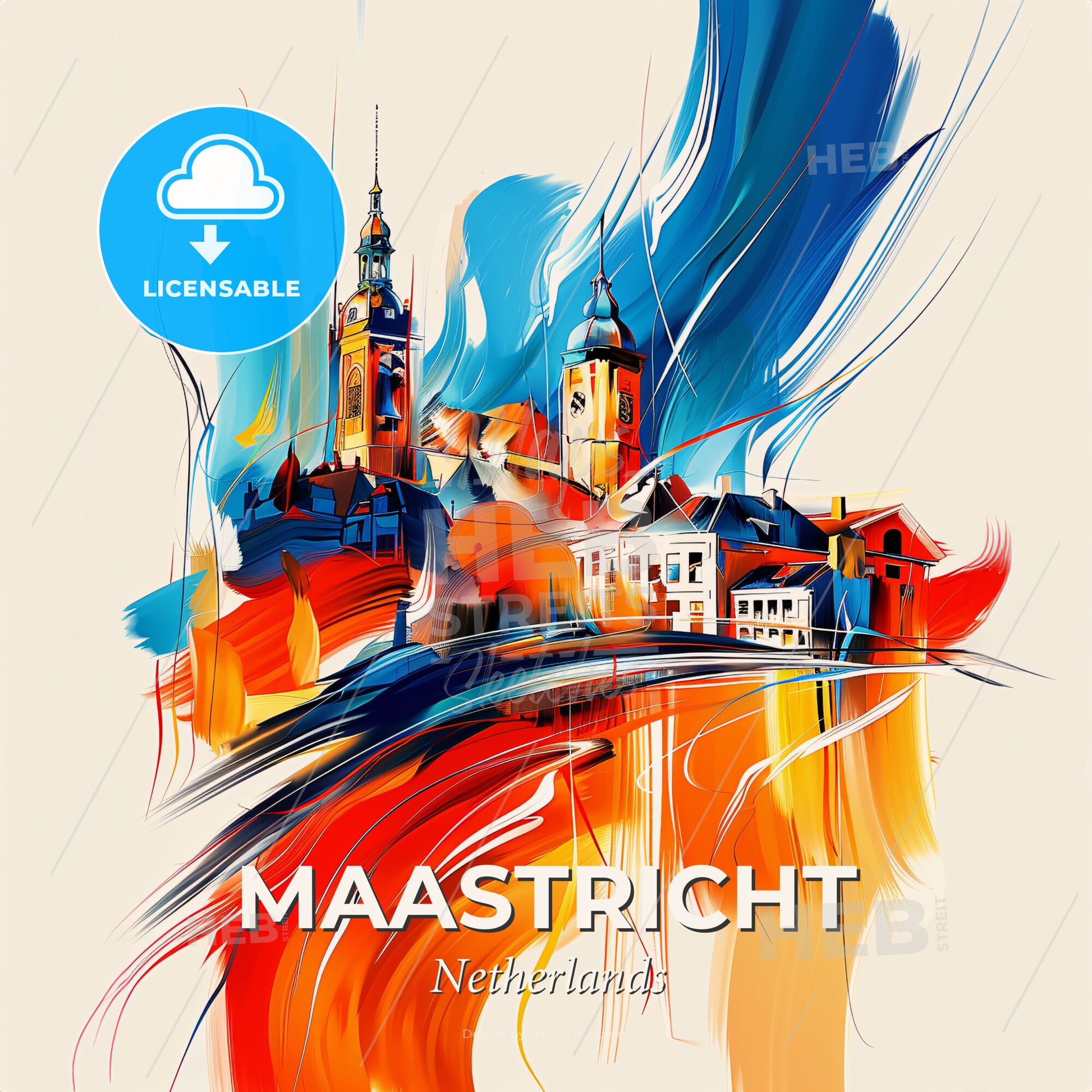 Vibrant Maastricht, Netherlands - A Painting Of A City - Square format print template