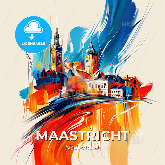 Vibrant Maastricht, Netherlands - A Painting Of A City - Square format print template