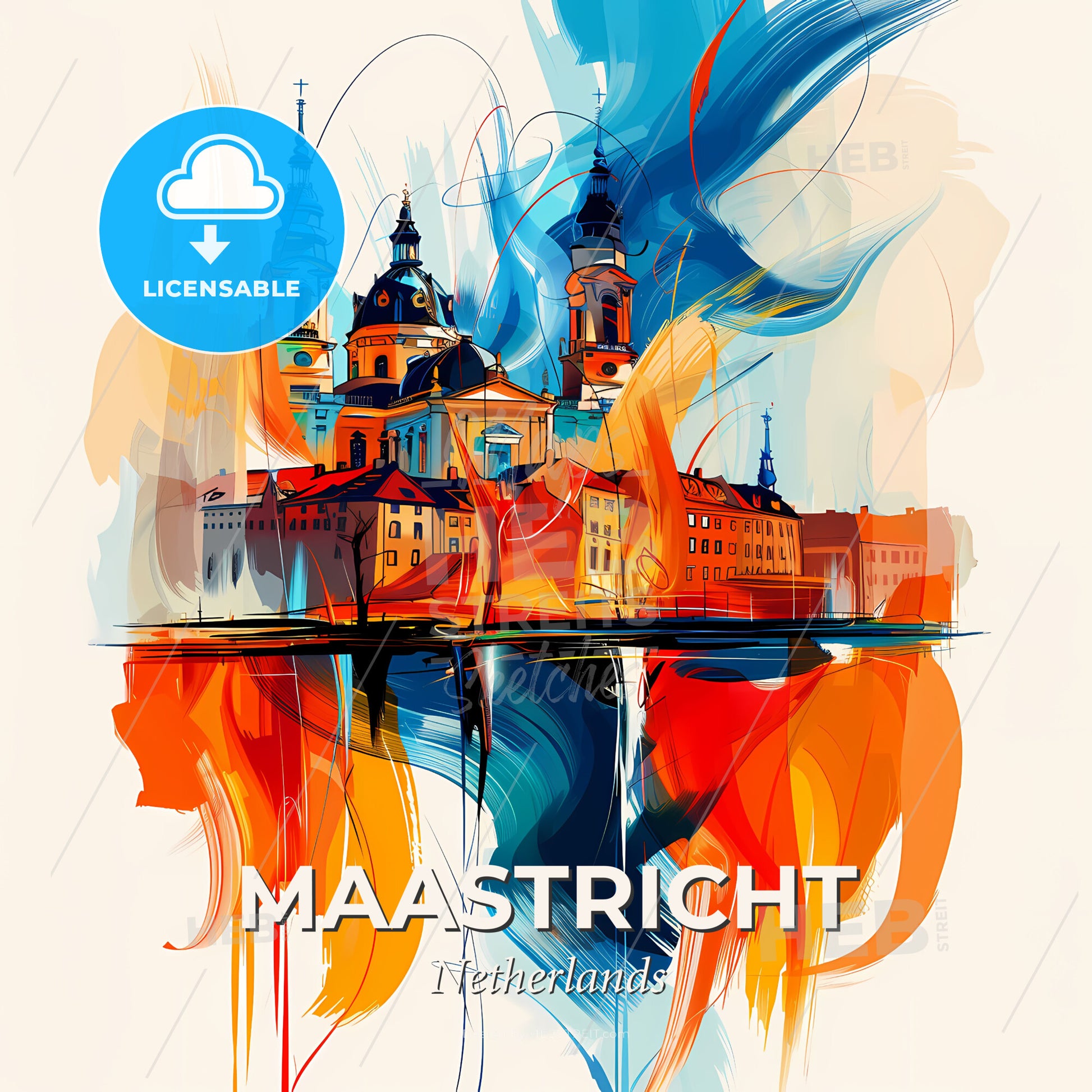 Vibrant Maastricht, Netherlands - A Painting Of A City - Square format print template