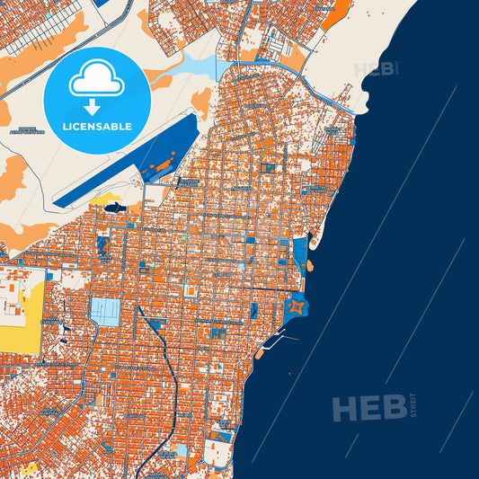 Colorful Macapa Street Map with Labels and Buildings