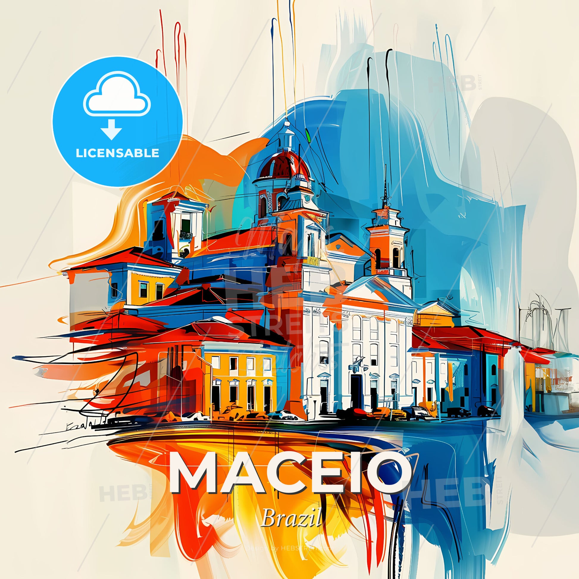 Vibrant Maceio, Brazil - A Painting Of A Building - Square format print template