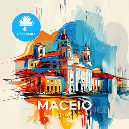 Vibrant Maceio, Brazil - A Painting Of A Building - Square format print template