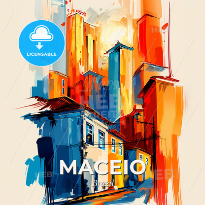 Vibrant Maceio, Brazil - A Painting Of A City - Square format print template