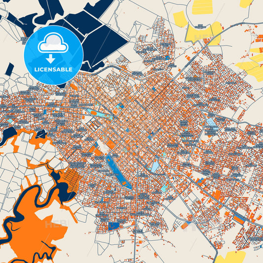 Colorful Machala Street Map with Labels and Buildings