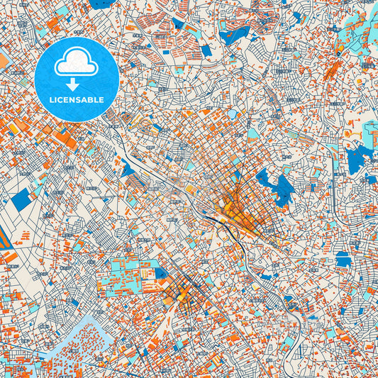 Colorful Machida Street Map with Labels and Buildings