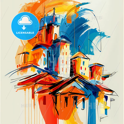 Vibrant Mackay, Australia - A Painting Of Buildings And Colorful Paint