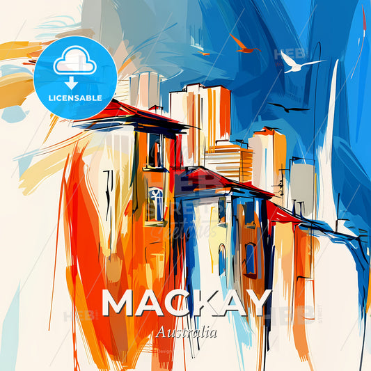 Vibrant Mackay, Australia - A Painting Of A City - Square format print template