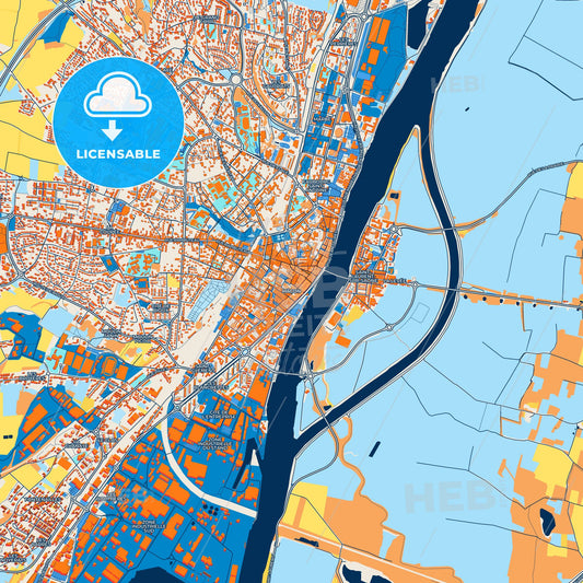 Colorful Mâcon Street Map with Labels and Buildings