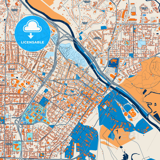 Colorful Macon Street Map with Labels and Buildings
