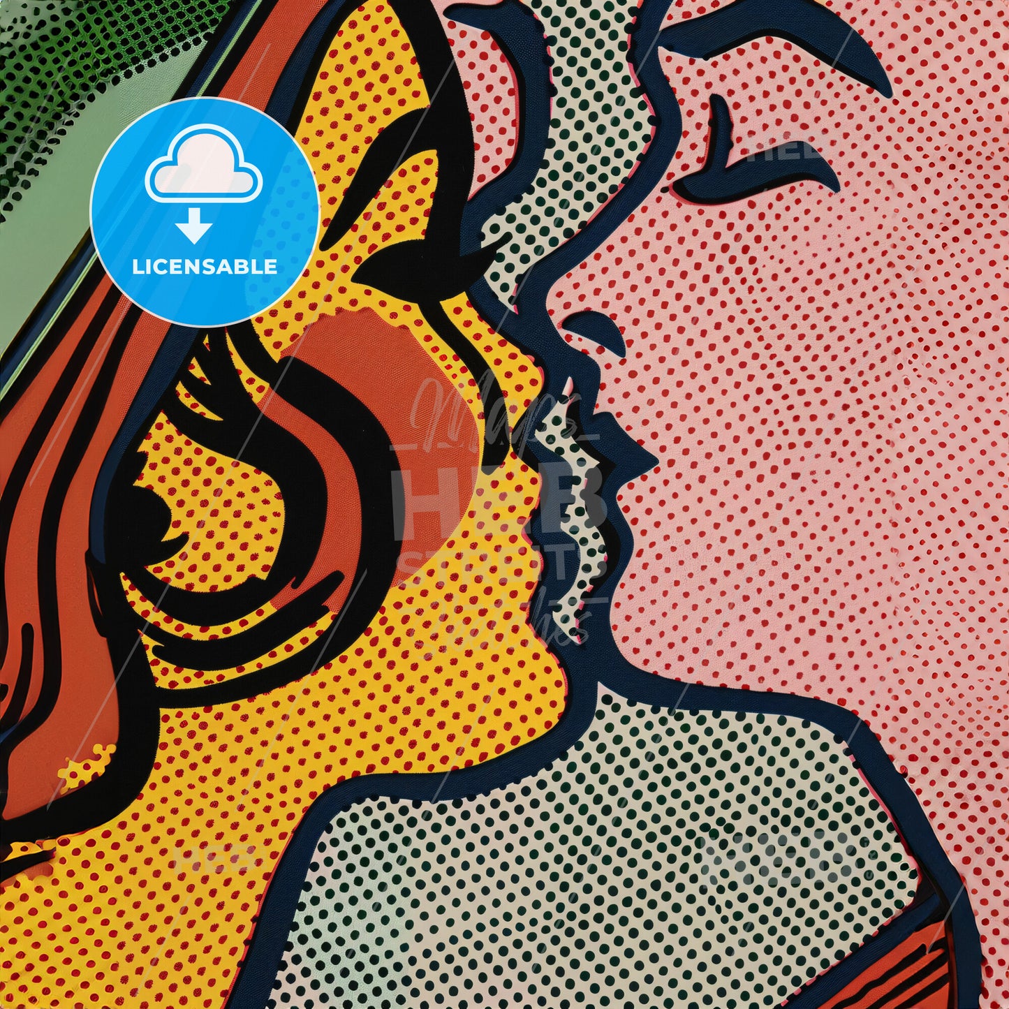 A Painting Of A Woman Kissing Her Lips