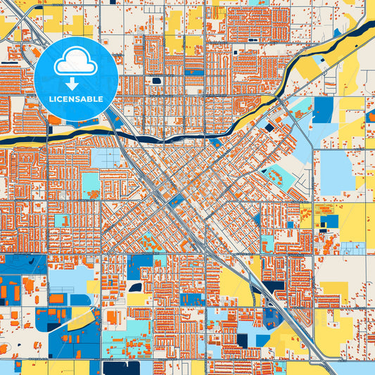 Colorful Madera Street Map with Labels and Buildings