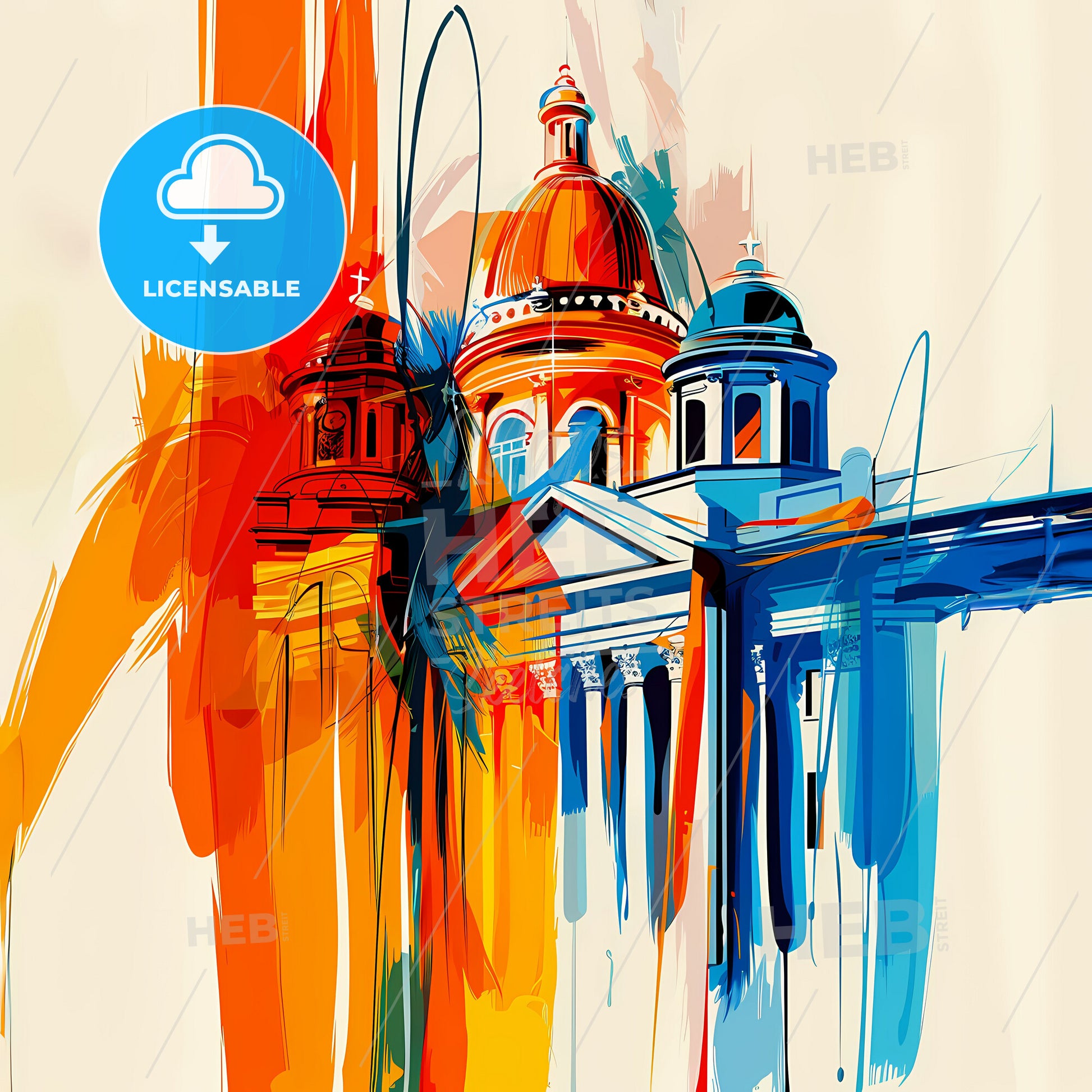 Vibrant Madison, Wisconsin - A Painting Of A Building With Colorful Paint