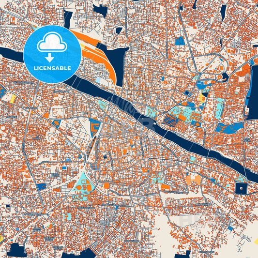 Colorful Madurai Street Map with Labels and Buildings