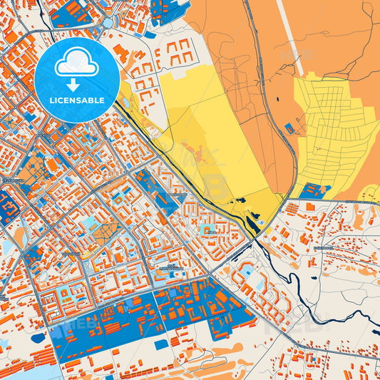 Colorful Magadan Street Map with Labels and Buildings