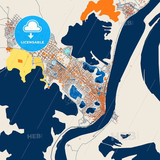 Colorful Magangue Street Map with Labels and Buildings