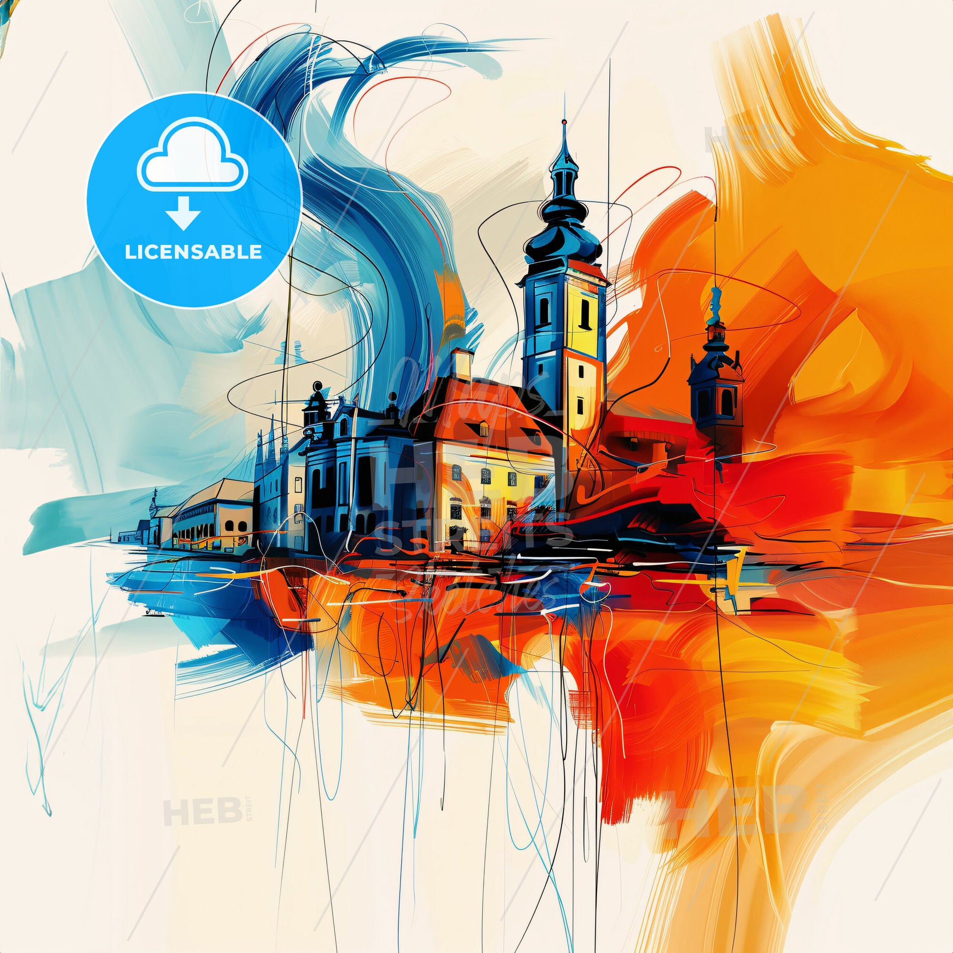 Vibrant Magdeburg, Germany - A Painting Of A Building