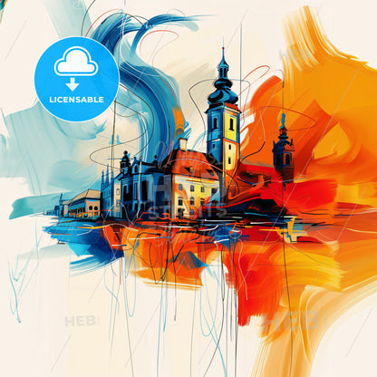 Vibrant Magdeburg, Germany - A Painting Of A Building