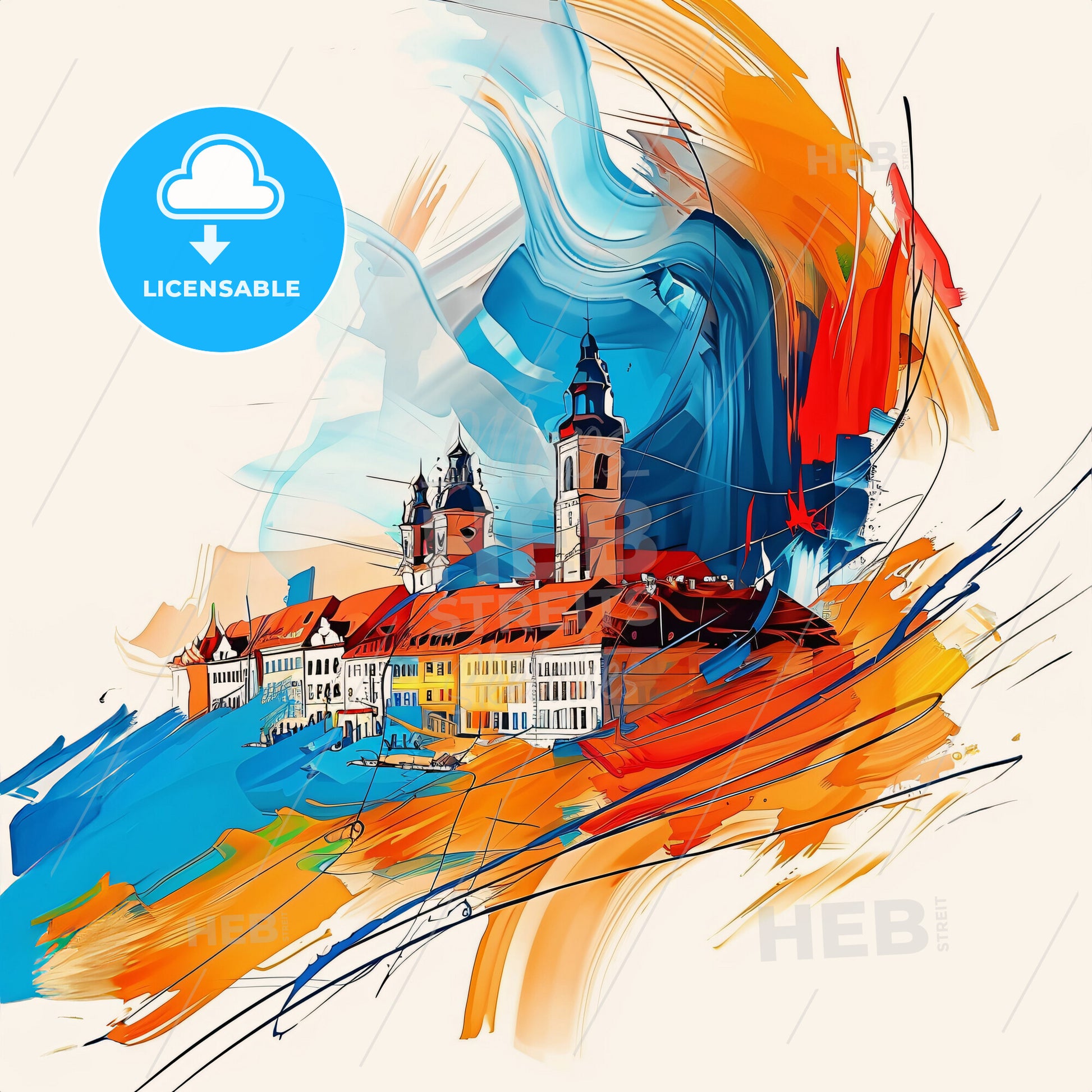 Vibrant Magdeburg, Germany - A Painting Of A Building