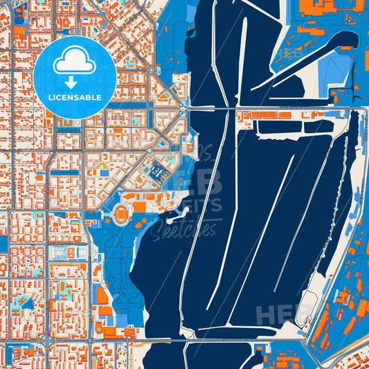 Colorful Magnitogorsk Street Map with Labels and Buildings