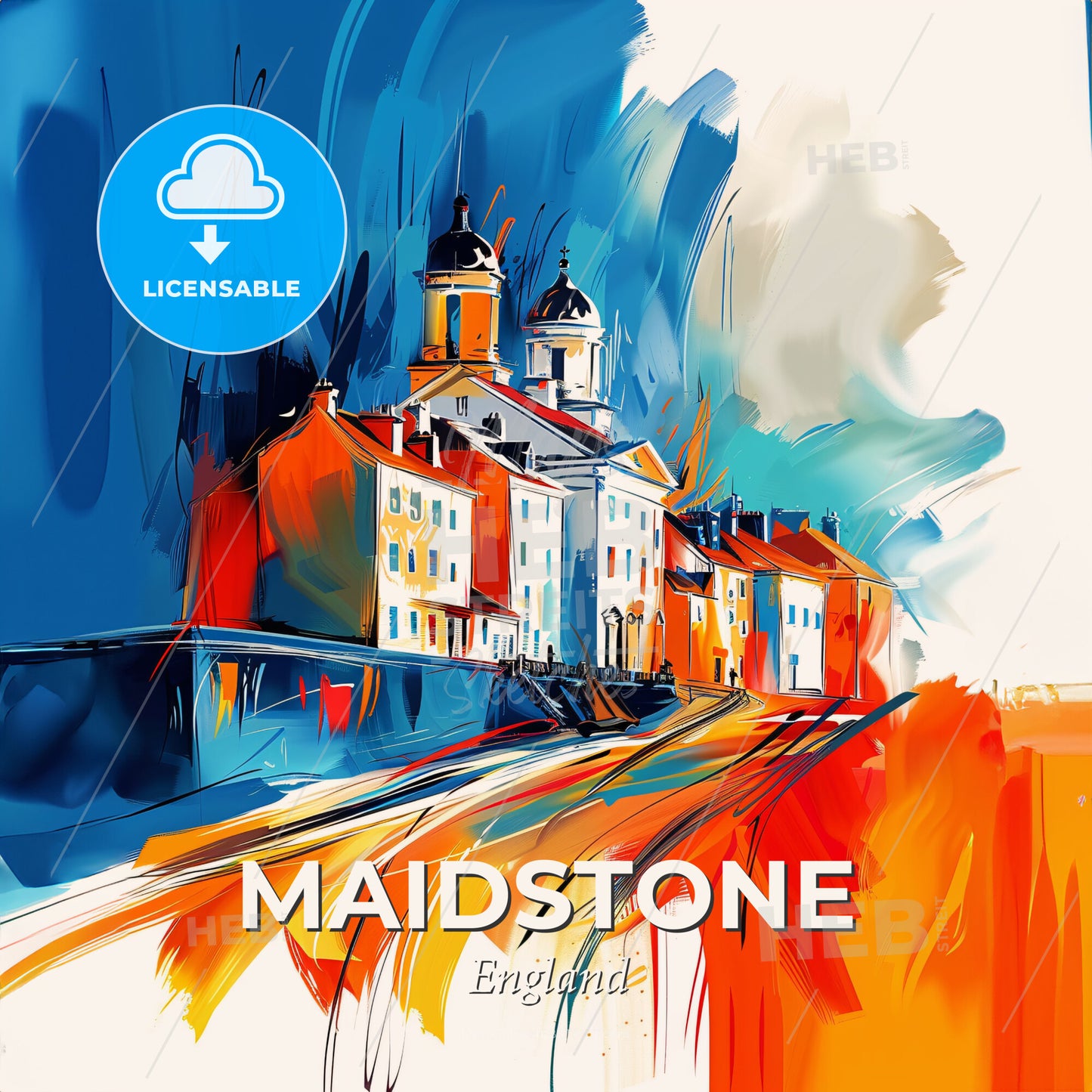 Vibrant Maidstone, England - A Painting Of A Building - Square format print template