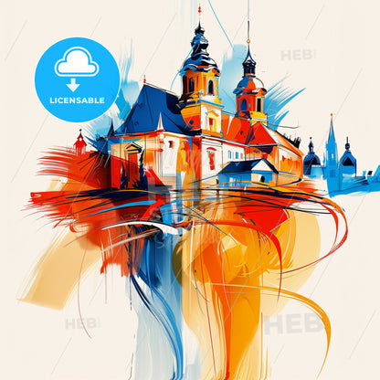 Vibrant Mainz, Germany - A Painting Of A Building