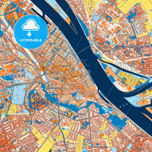 Colorful Mainz Street Map with Labels and Buildings